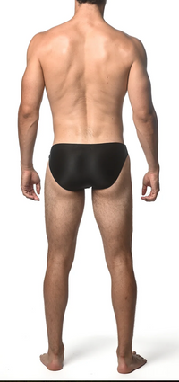 Swim Brief w/Side Stripe and Buckle (Black)