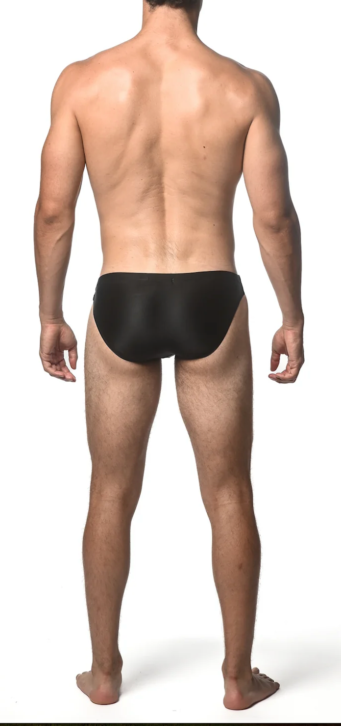 Swim Brief w/Side Stripe and Buckle (Black)