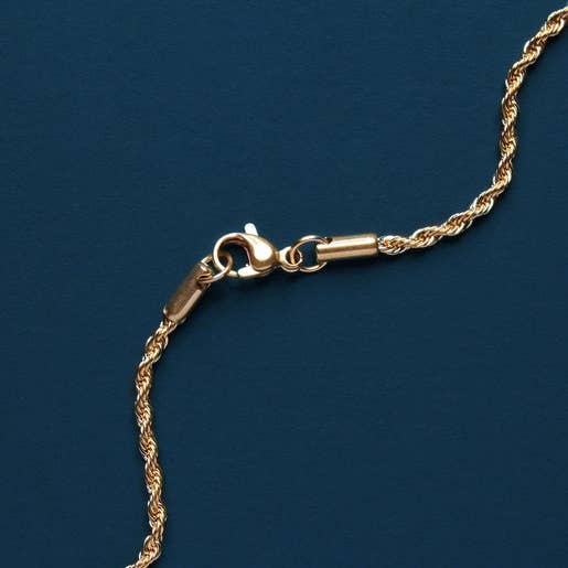 Gold Ring Necklace on Rope Style Chain (22")