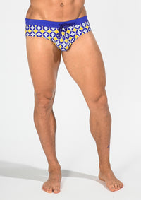 Freestyle Swim Brief w/ Removable Cup (Yellow Circle Mosaic)
