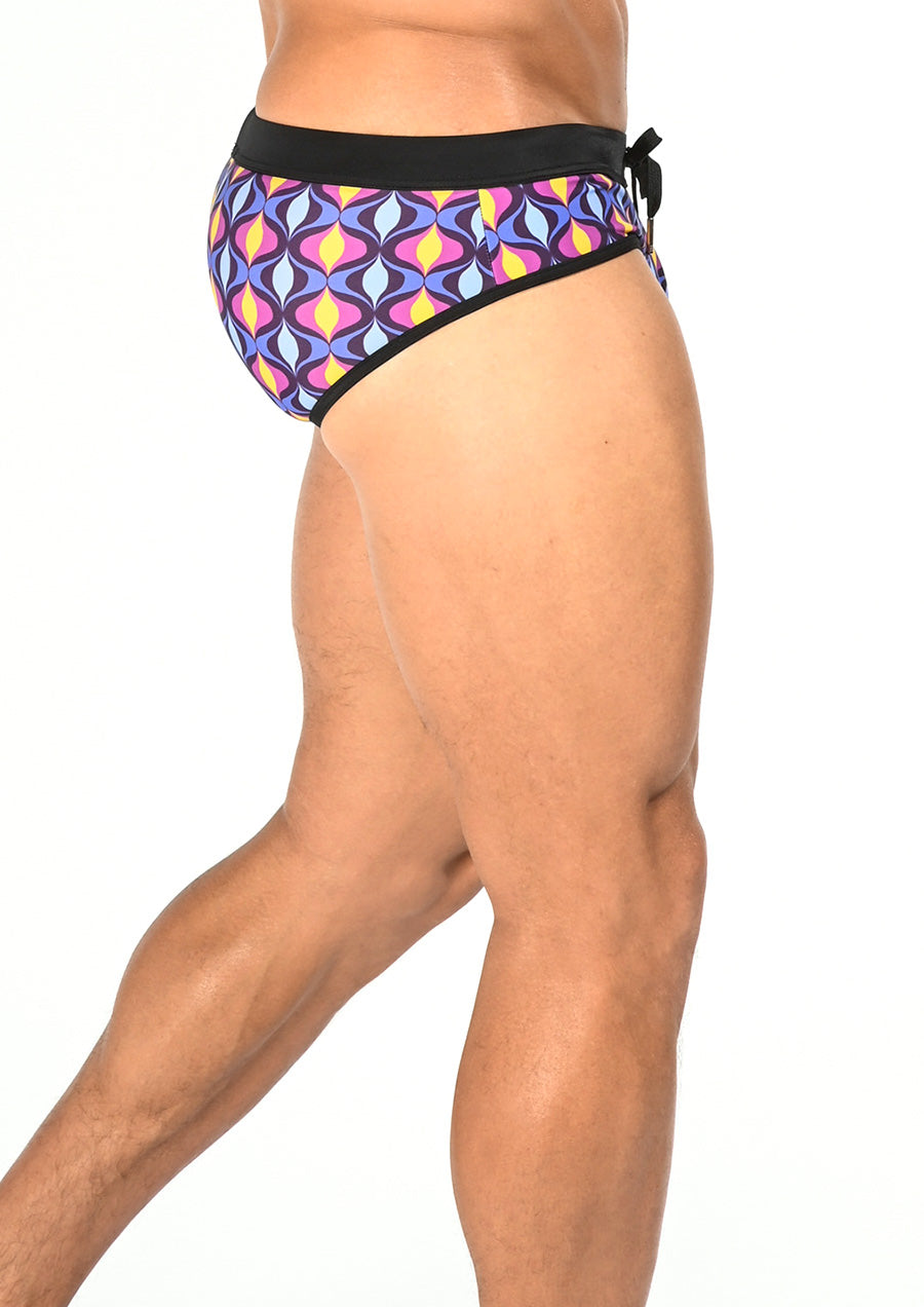 Freestyle Swim Brief w/ Removable Cup (Blue Purple Flame)