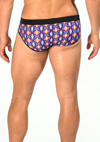 Freestyle Swim Brief w/ Removable Cup (Blue Purple Flame)
