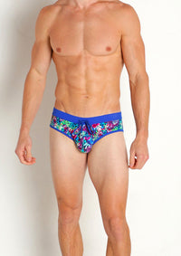 Freestyle Swim Brief w/Removable Cup (Purple Floral)