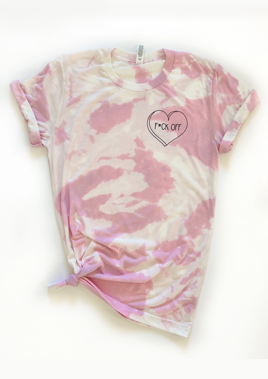 F* You Heart Bleached Tee (Pink)