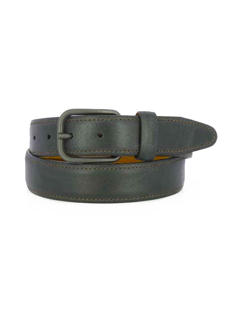 Deadwood Stitched Leather Belt (Black)
