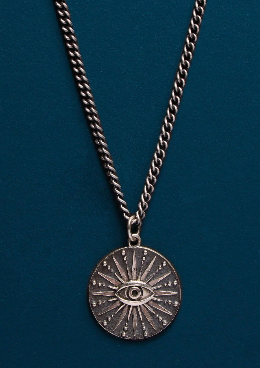All Seeing Eye Sterling Silver Pendant Necklace