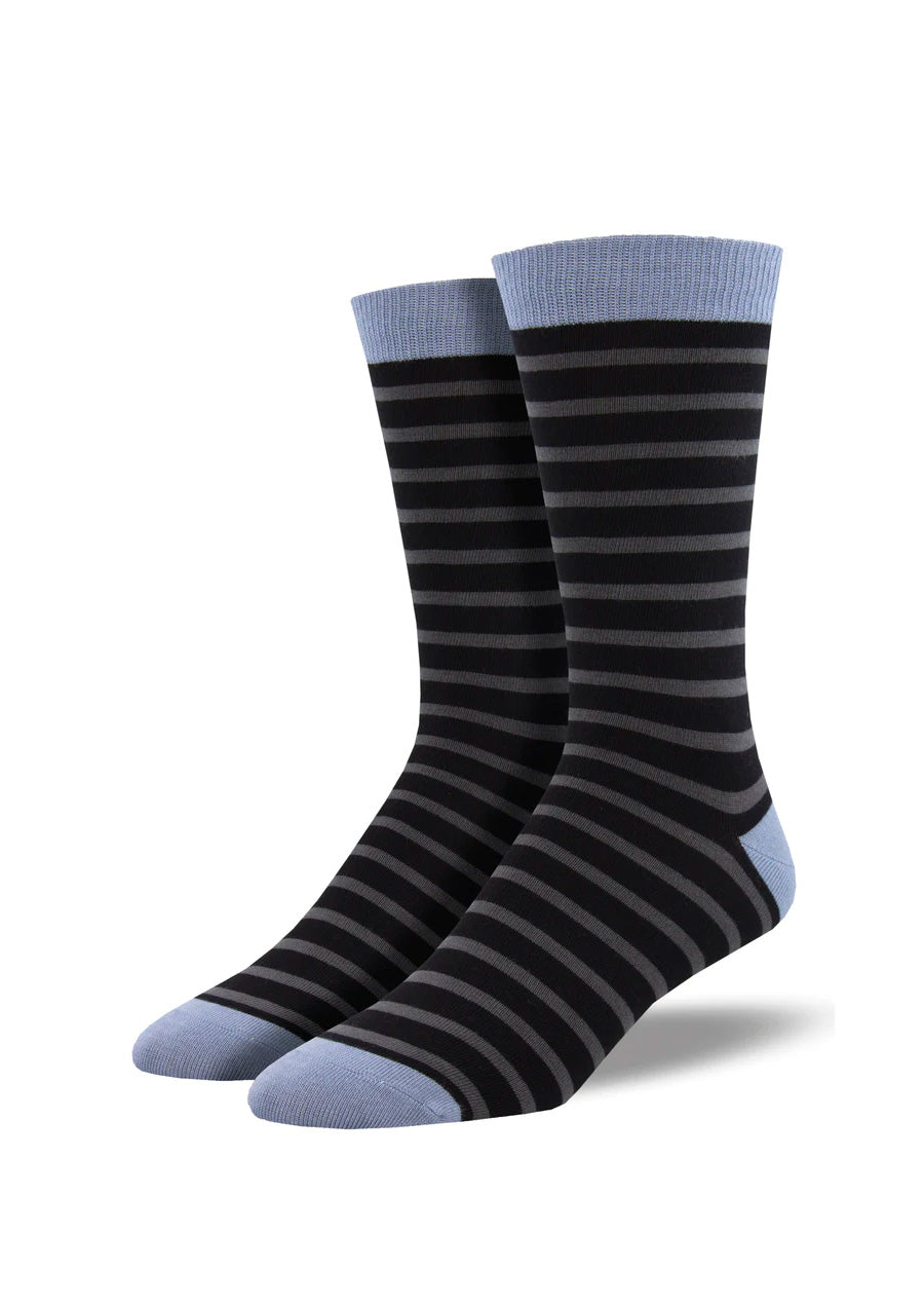 Sailor Stripe Bamboo Socks (Black/Gray)