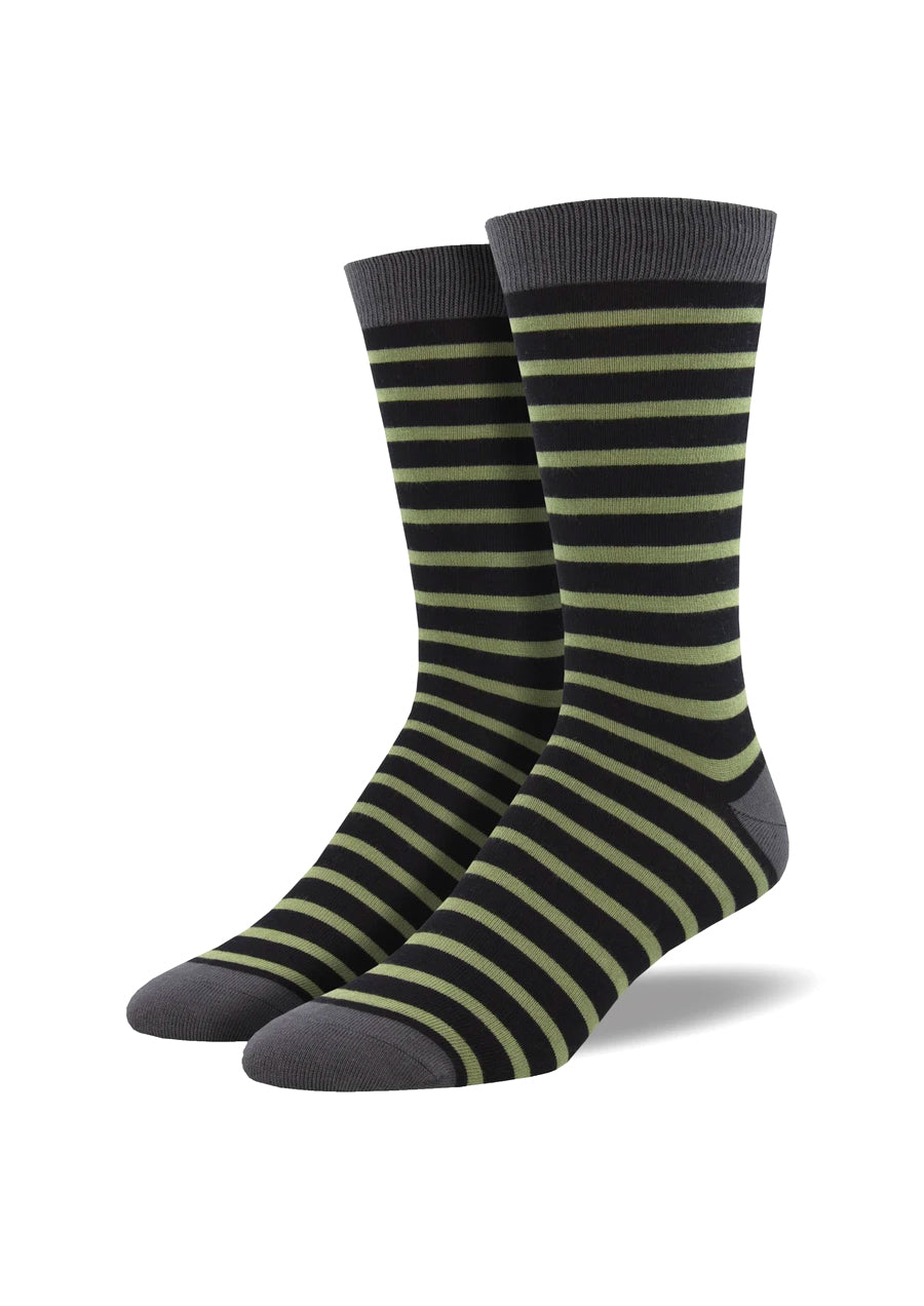 Sailor Stripe Bamboo Socks (Black/Green)
