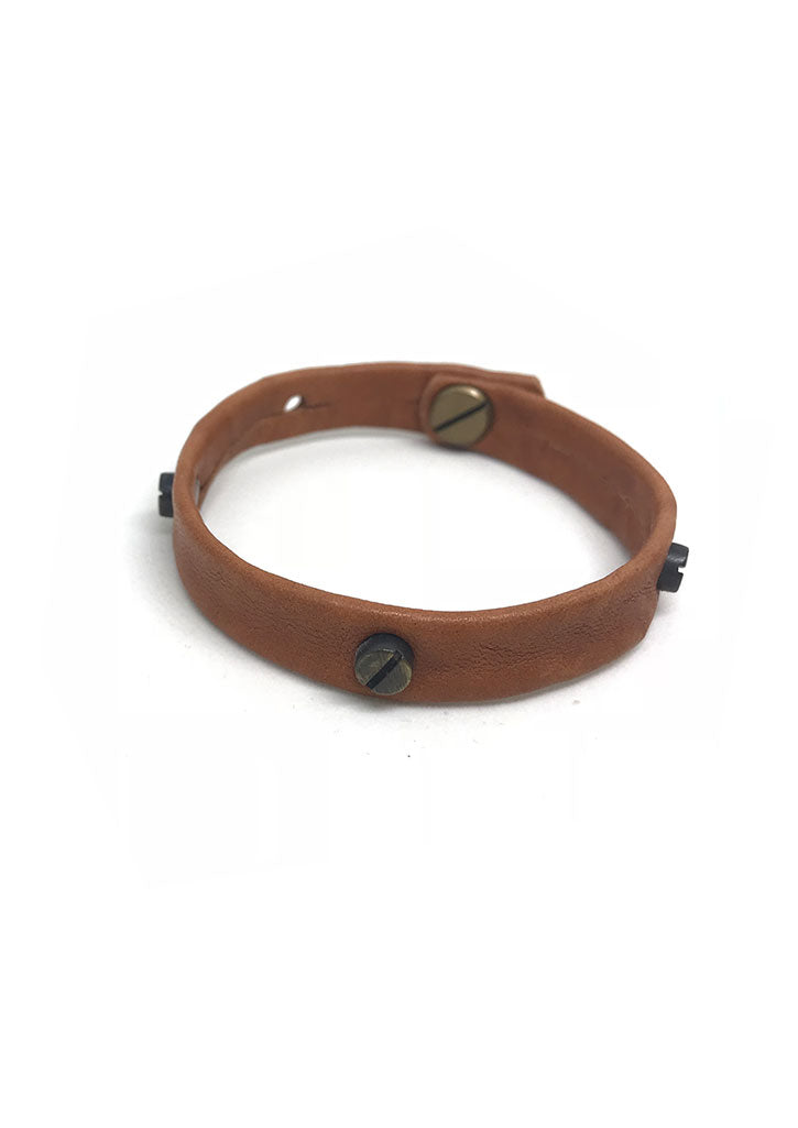 Screw Stud Leather Bracelet