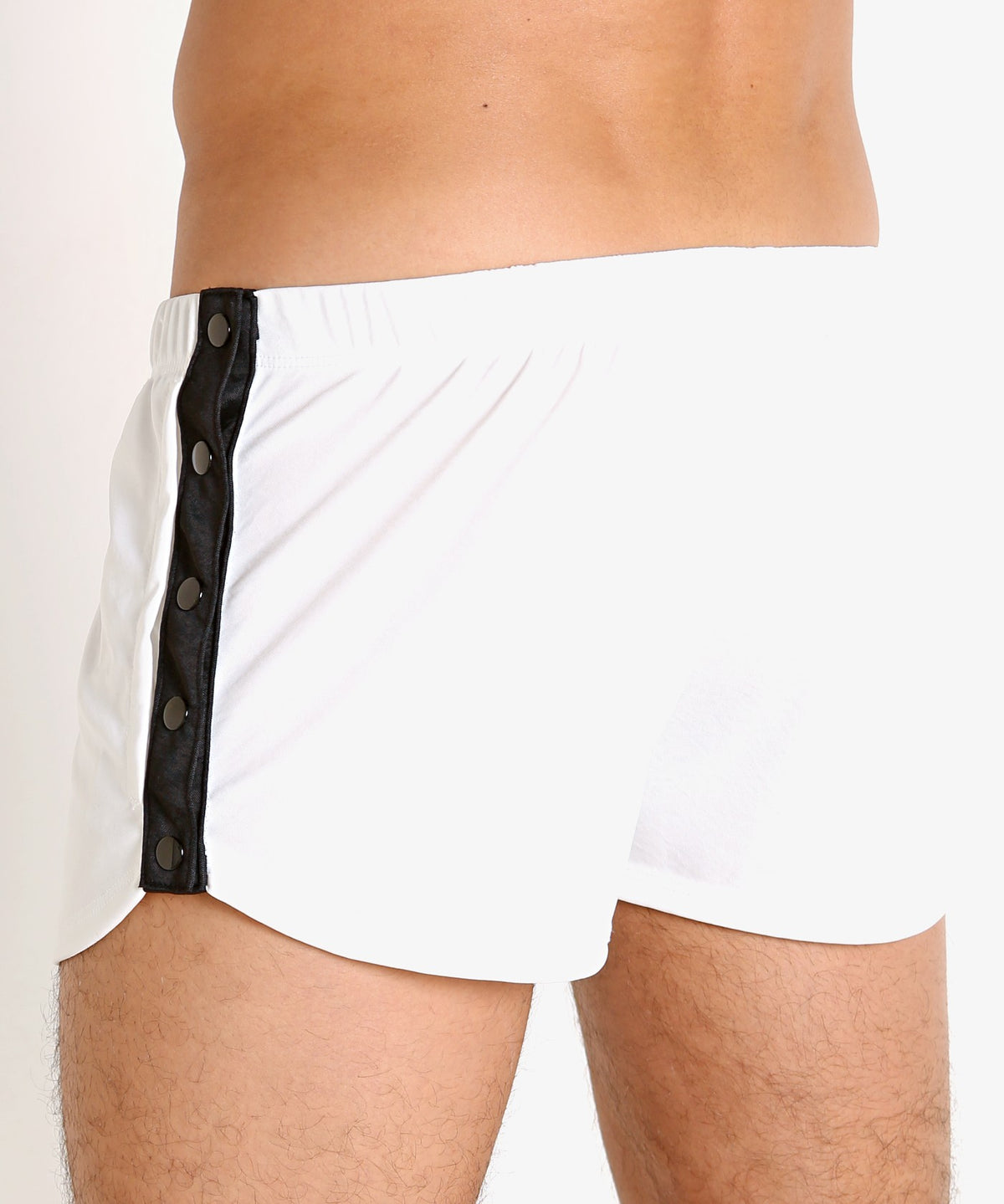 Matte Jersey Snap Shorts (White)
