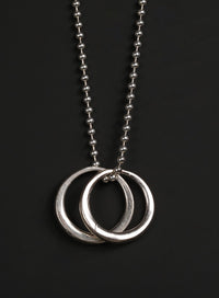 Sterling Silver Double Rings Necklace