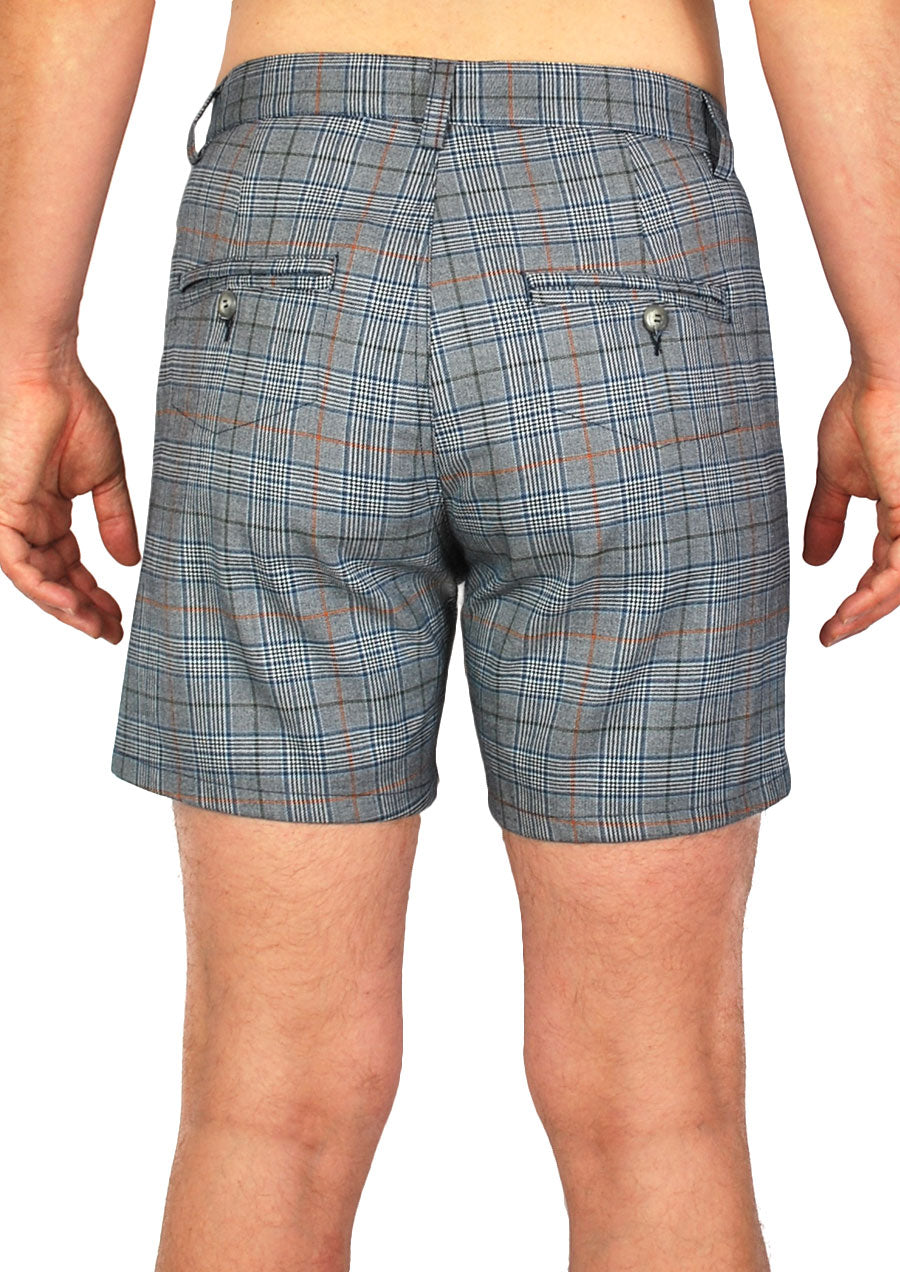 Trouser Cut Shorts 4" Inseam (Navy Plaid)