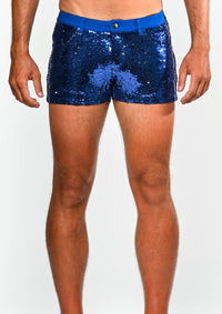 Full Sequin Stretch 3" Shorts (Cobalt Shimmer)