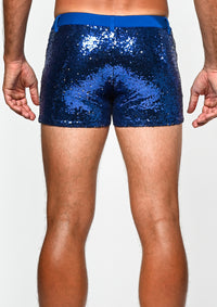 Full Sequin Stretch 3" Shorts (Cobalt Shimmer)