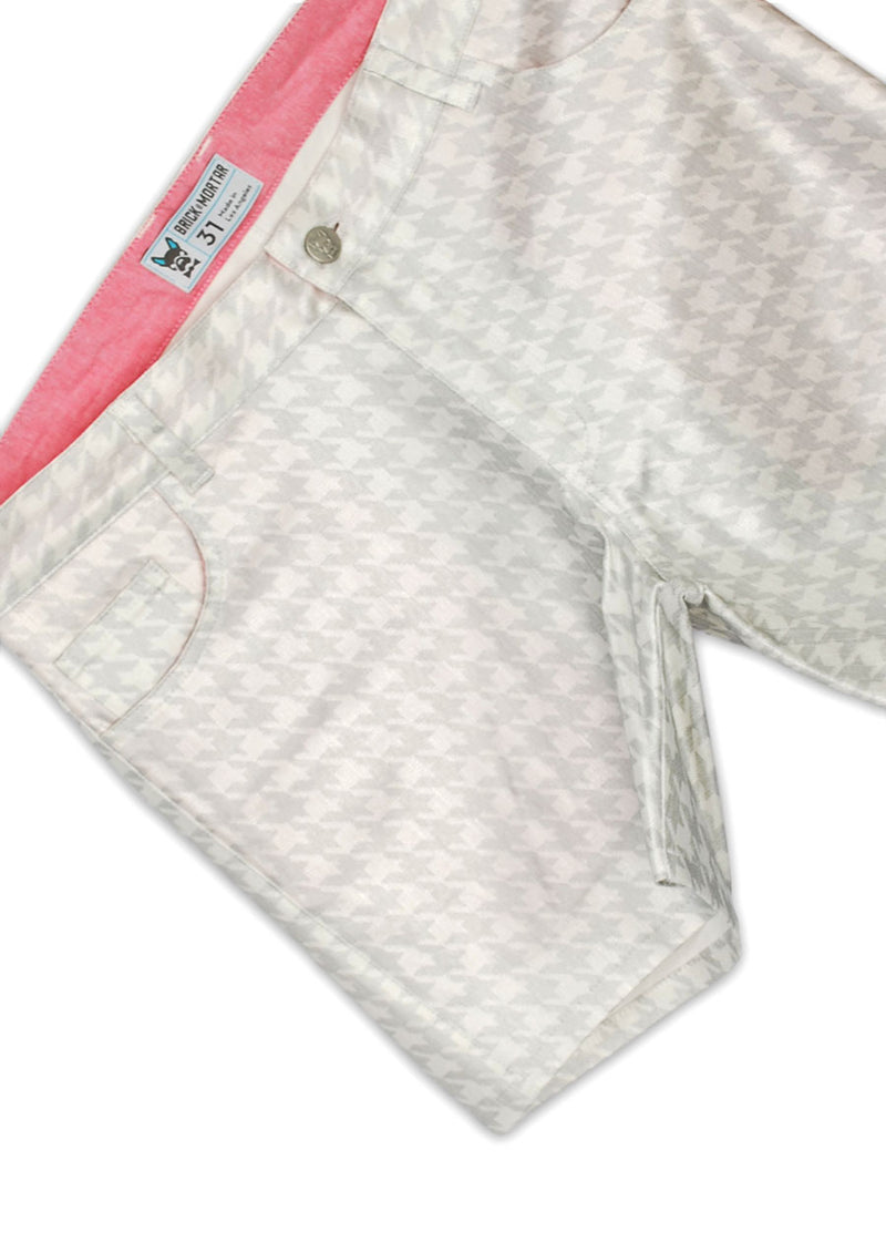 5-Pocket Stretch Twill Short Shorts - 5" Inseam (Metallic Houndstooth)