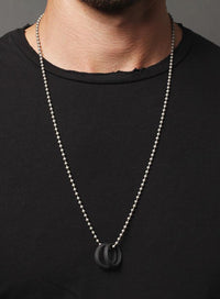 Black Glass Two Rings Necklace