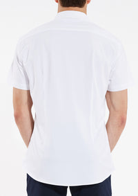 Stretch Jersey Knit Short Sleeved Shirt (White w/Tape Detail)