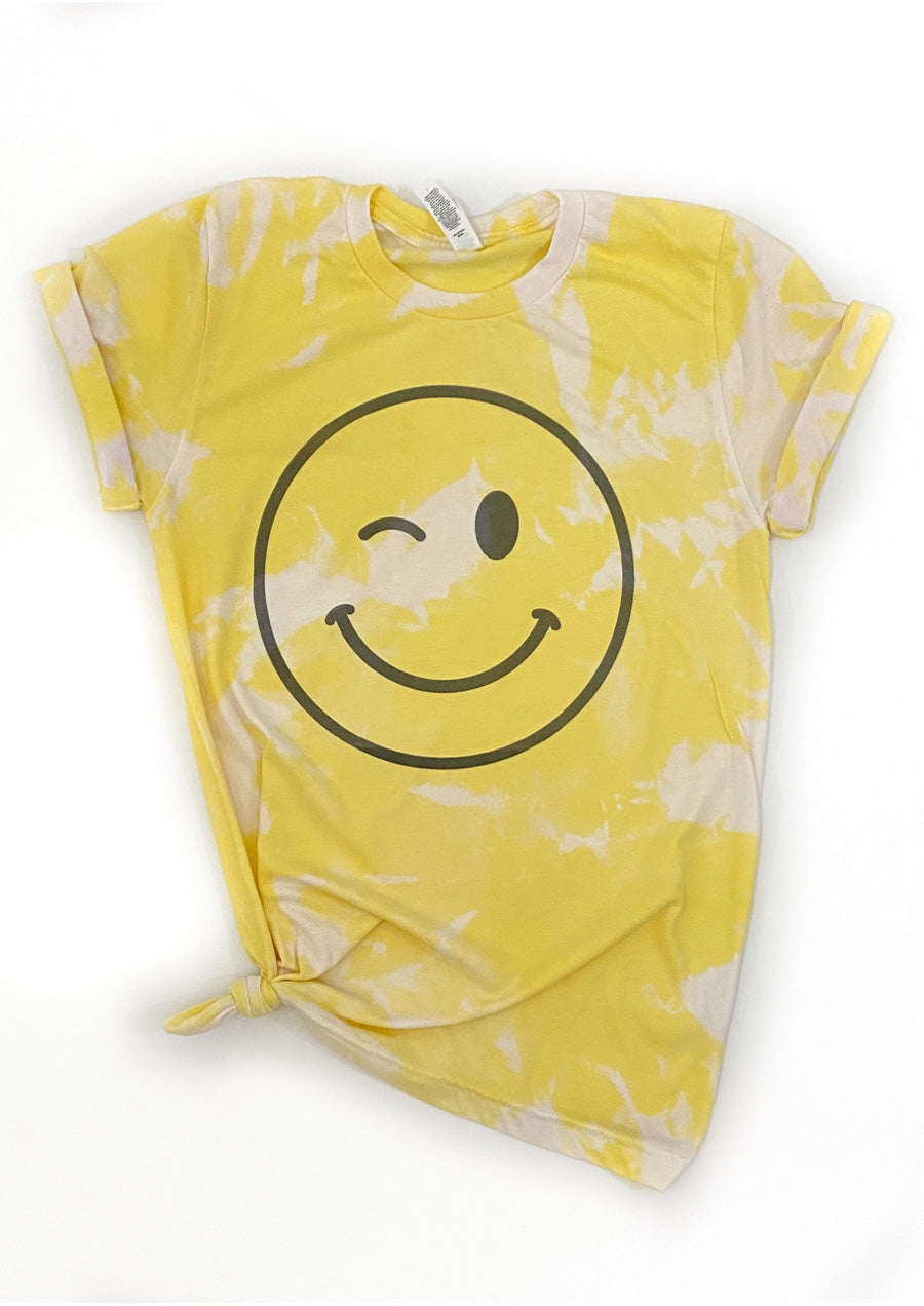 Wink Face Bleached Tee (Yellow)