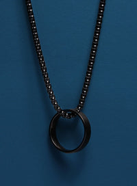 Black Ring Pendant on 3mm Venetian Round Box Chain
