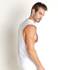 Deep Cut Out Muscle Shirt (White)